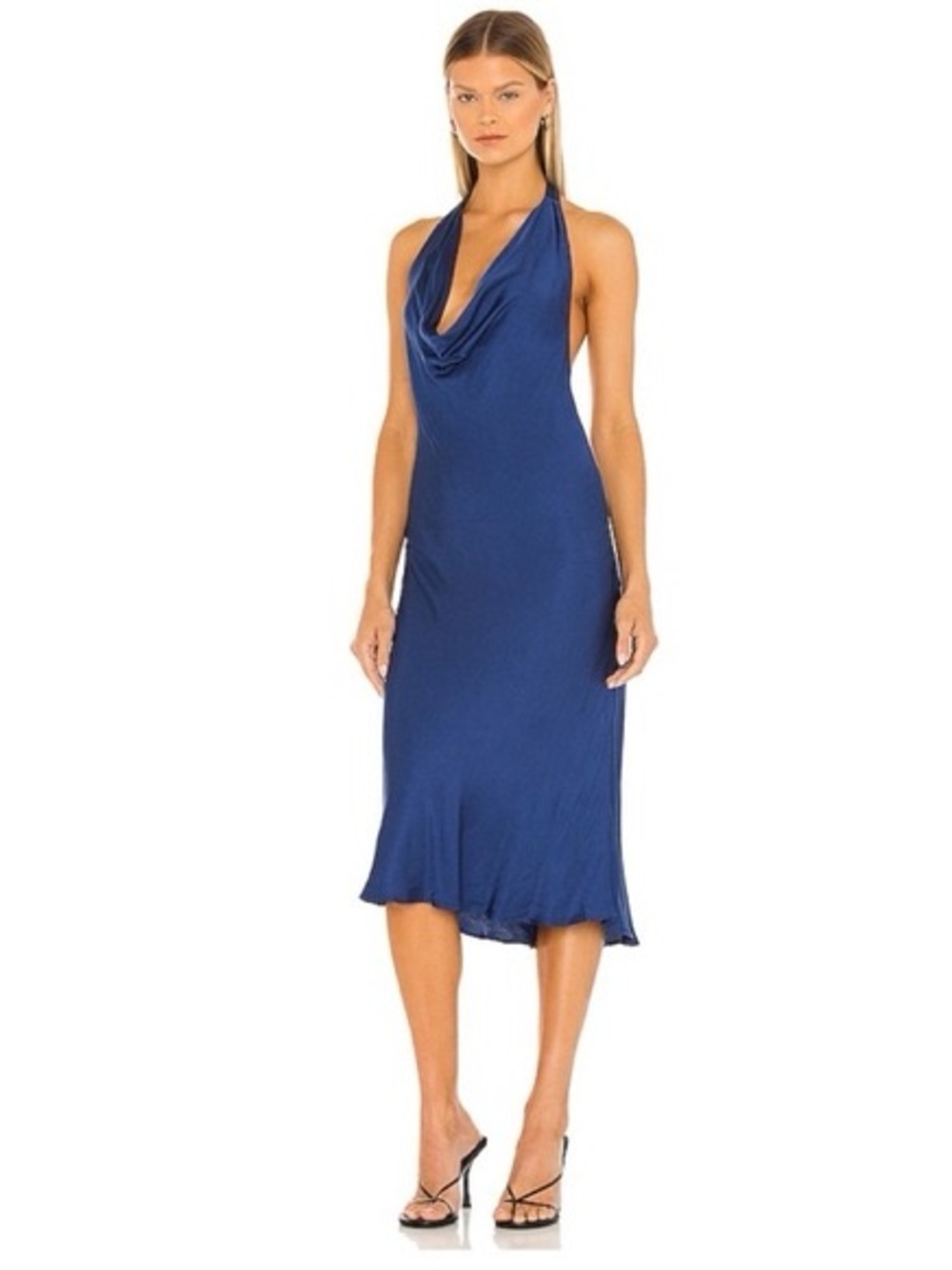 Young Fabulous & Broke Navy Cowl-Halter Midi Dress